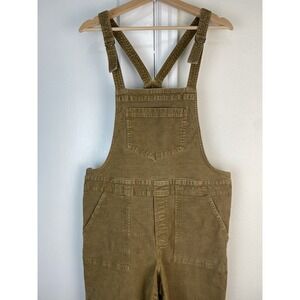 Aerie Women's M Tan Corduroy Raw Hem Classic Boho Bib Overalls